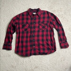 Arizona Jean Company Red and Black Plaid Casual Shirt